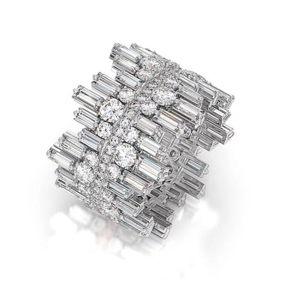 NEW Luxury Micro Paved Round Square Diamond Ring - Picture 6 of 7